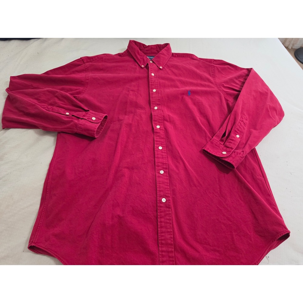 Ralph Lauren Classic Fit Red Button Down Shirt Mens XLT Tall Long Sleeve Pony